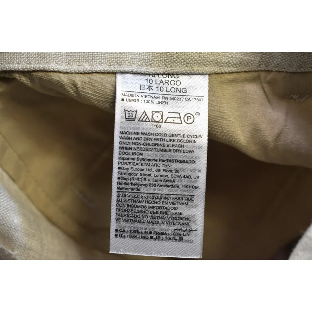 Banana Republic Lina Straight Natural Linen Dress Pant w Pockets Womens 10L